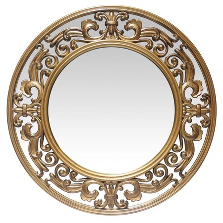 INFINITY INSTRUMENTS Victoria - 24" Round Actual Mirror, Brushed Gold Decorative Frame 15368GD